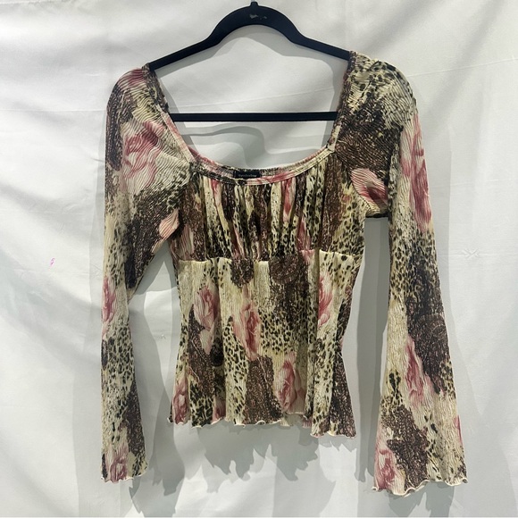 Y2K Fairycore Crinkle Mesh Top Long Sleeve - Picture 4 of 11